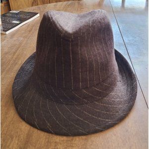 Pin Striped Wool Blend Brown Trilby Fedora Hat Men's S/M Great Shape Hat Shack